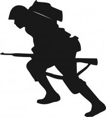 Military Soldier Lunging Forward Silhouette Applique